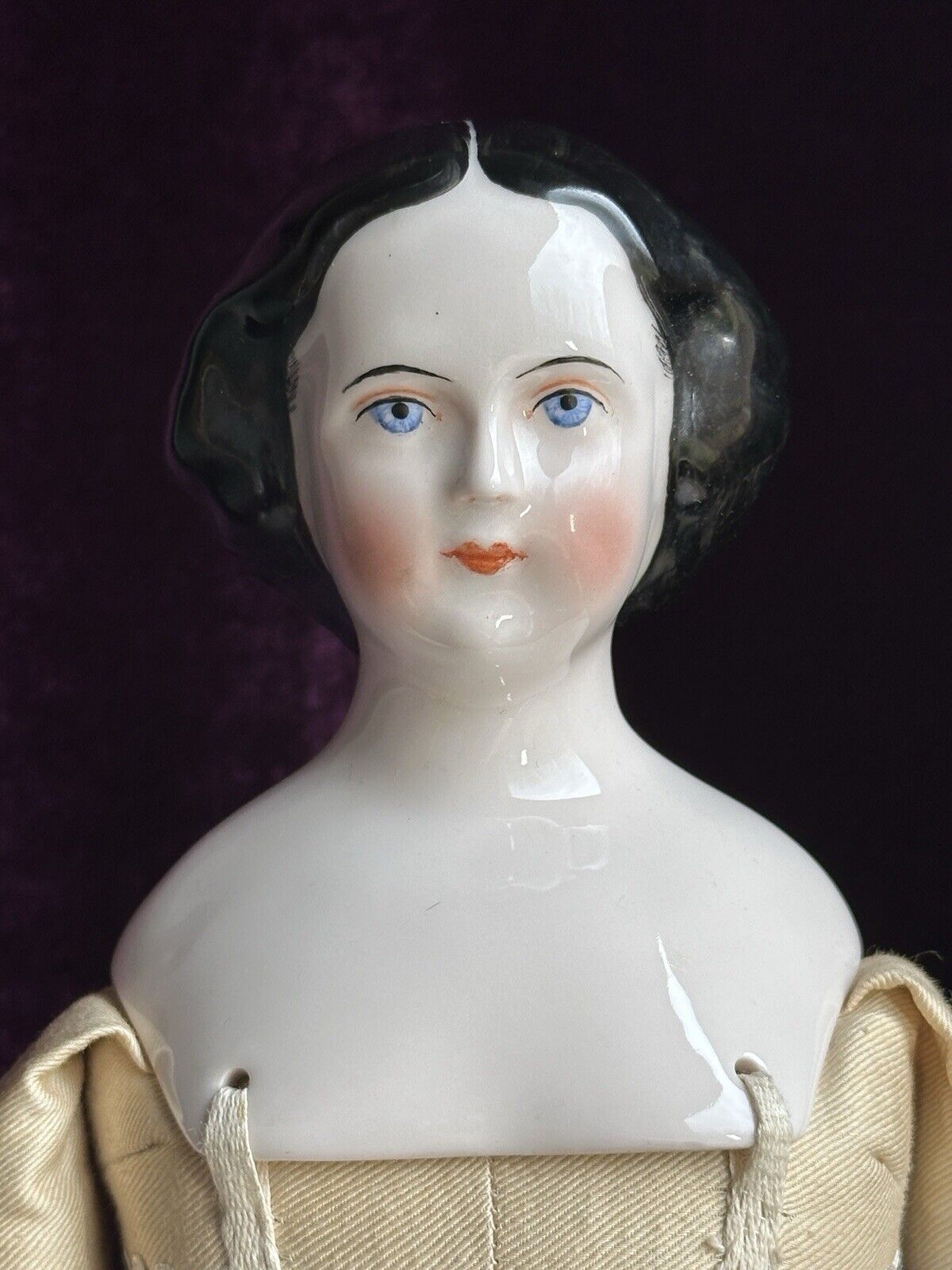 Vintage Reproduction of Antique German Jenny Lind China Head Doll by Emma Clear