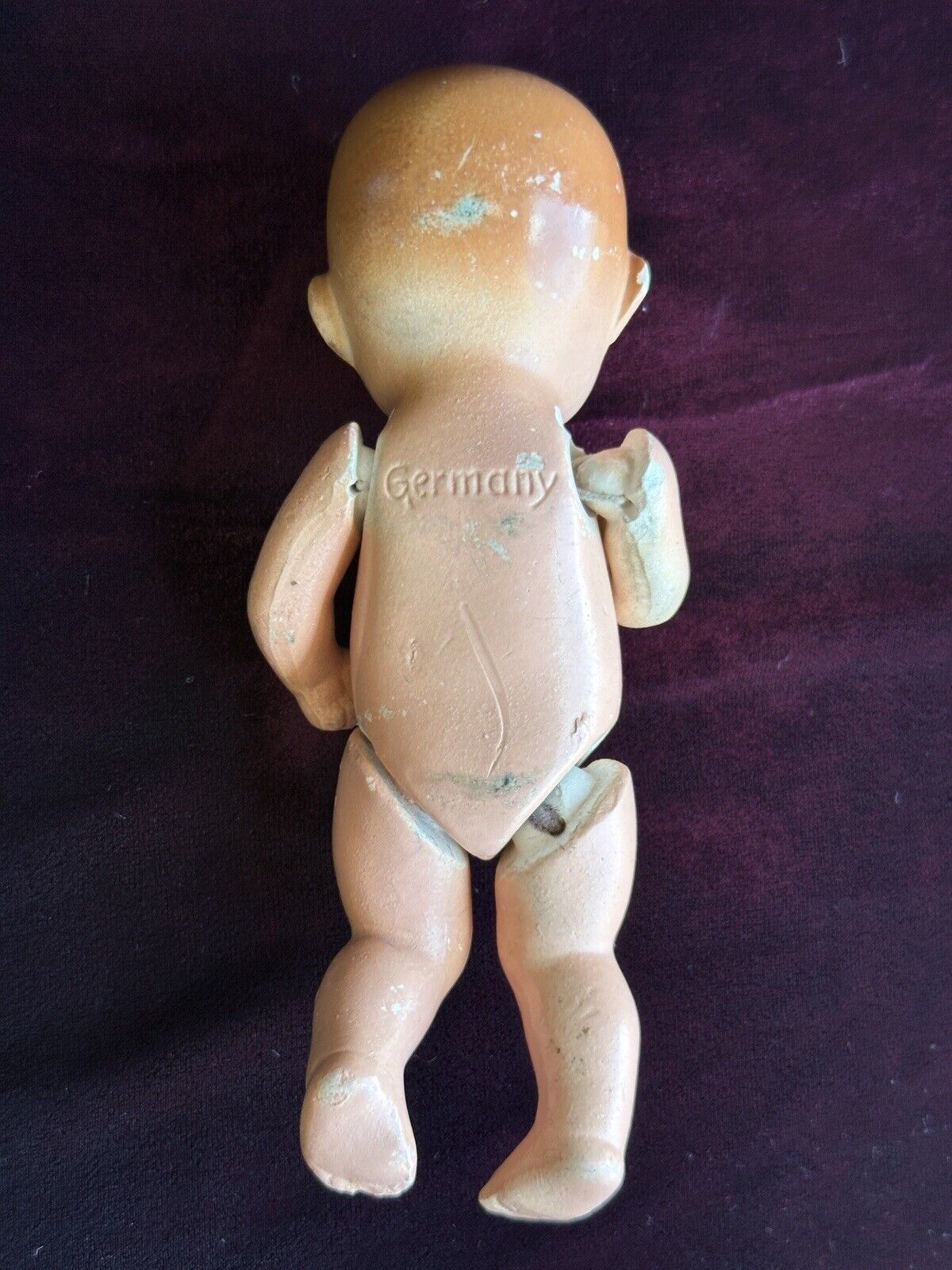 Antique German Miniature Hertwig (?) Bisque Baby Doll with Accessories