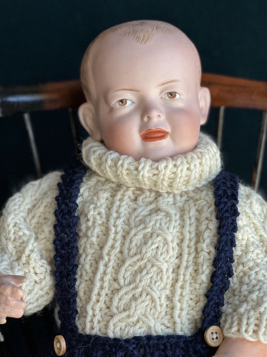 Antique German 13” Kley Hahn 525 Solid Dome Bisque Head Baby Doll Intaglio Eyes