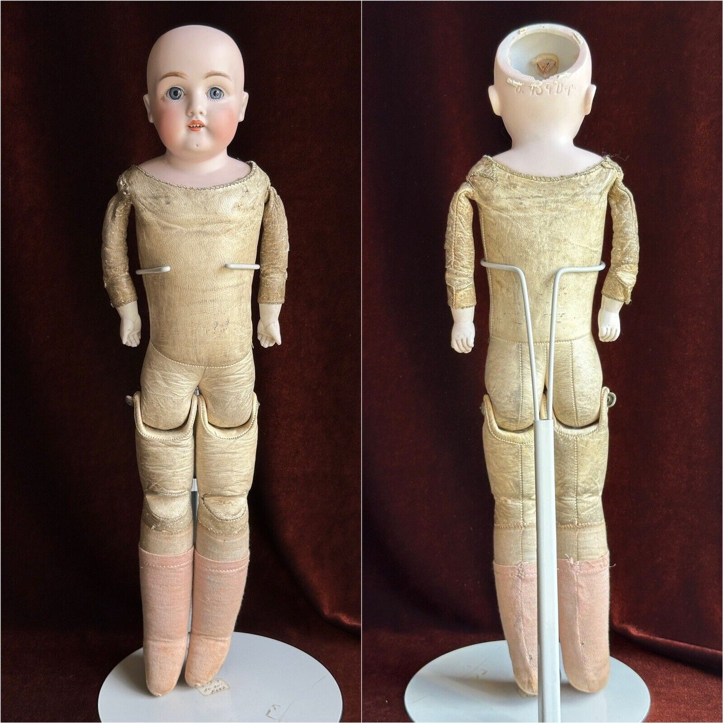 Antique German 19” Kestner 154 Bisque Shoulder Head Doll