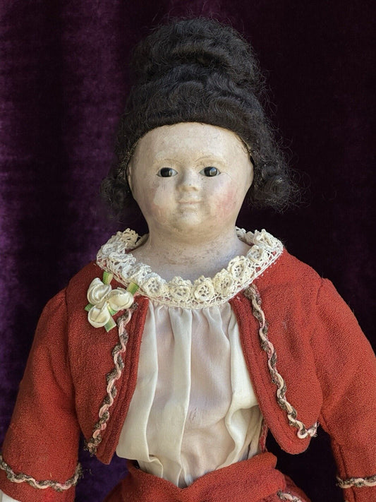 Antique French 21” Andréas Voit Papier Mache Glass Eyes Fashion Doll