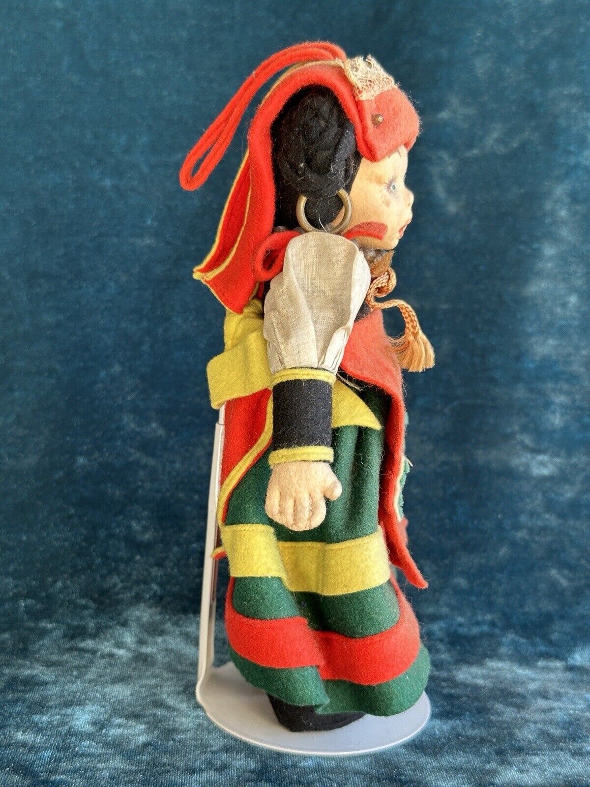 Vintage Italian Mascotte Miniature 8” Lenci Felt/Cloth Hanging Doll