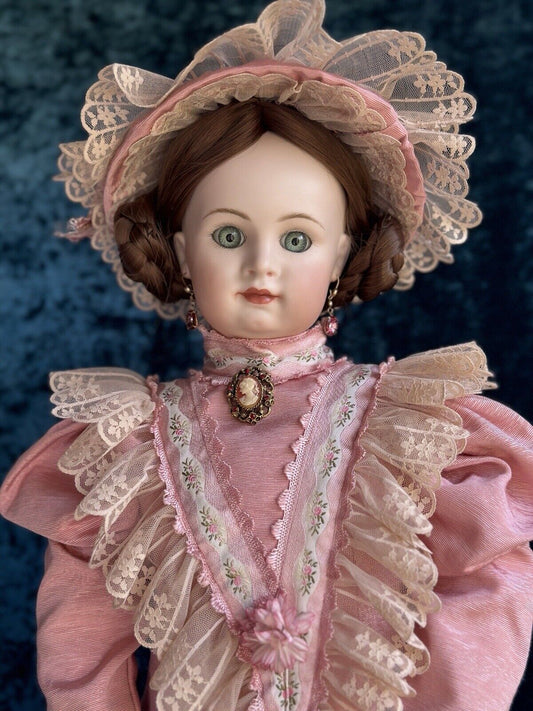 Large 27” Porcelain Head Reproduction of Antique French Jumeau (?) Doll