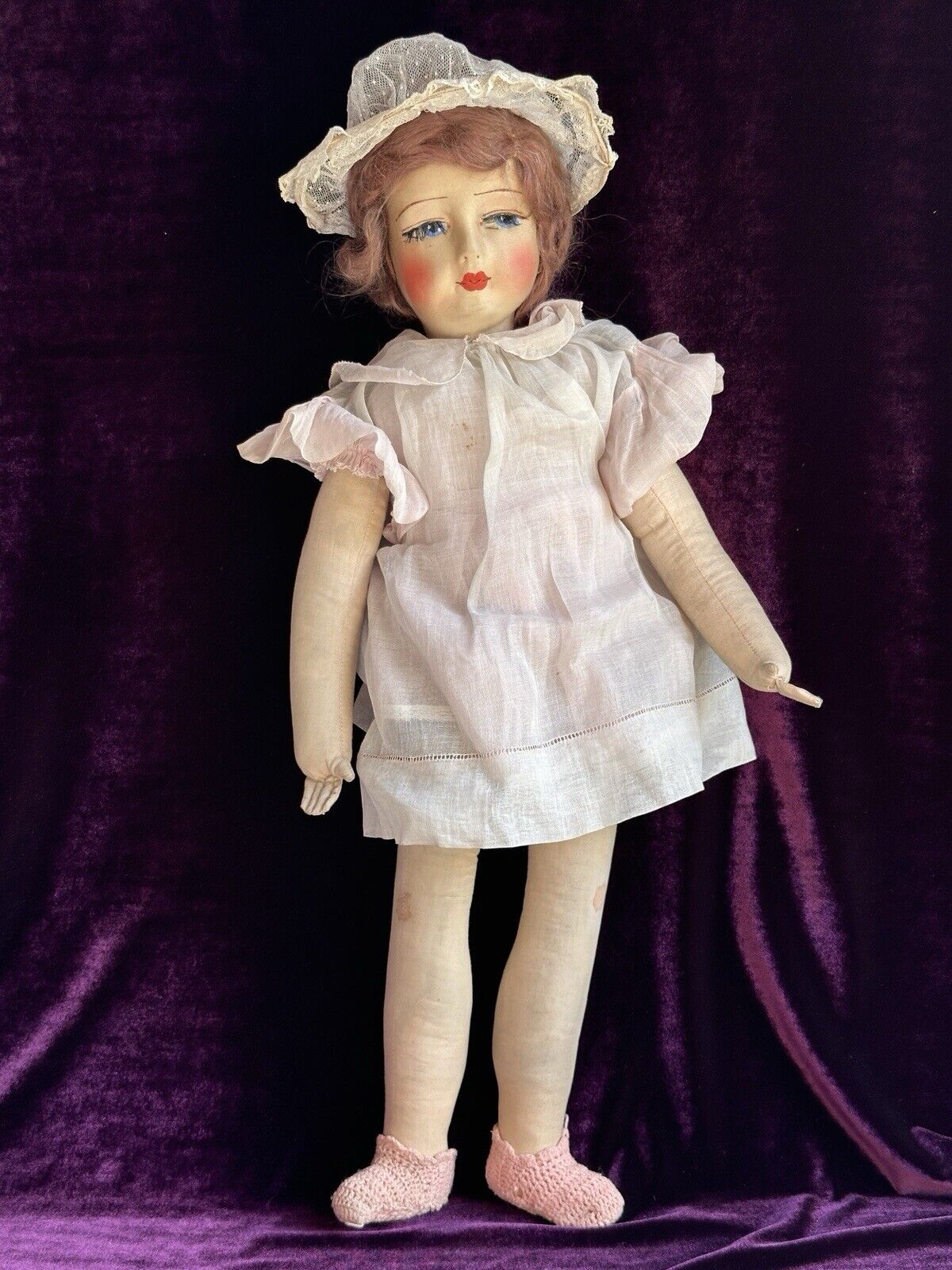 Antique/Vintage American Blossom 25” Boudoir Cloth Girl Doll