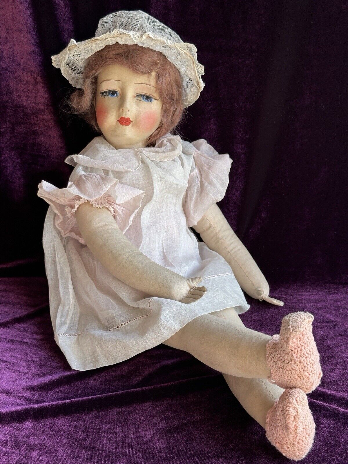 Antique/Vintage American Blossom 25” Boudoir Cloth Girl Doll