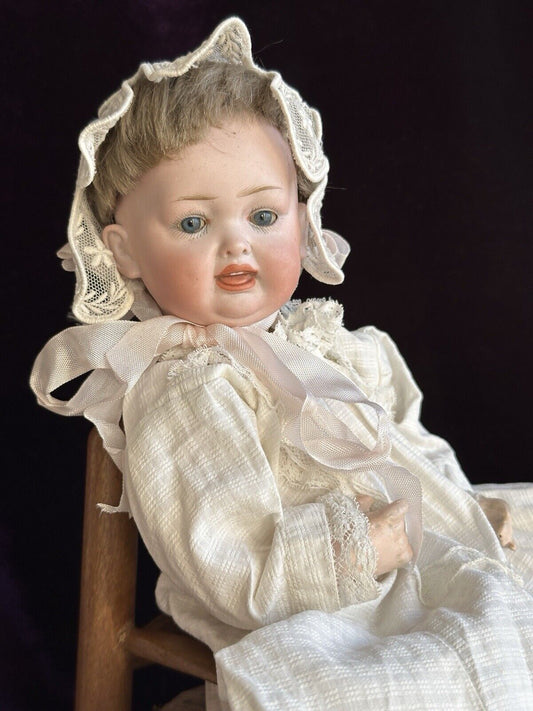 Rare Antique German 11.5” Kley Hahn 160 Open/Closed Mouth Bisque Head Baby Doll