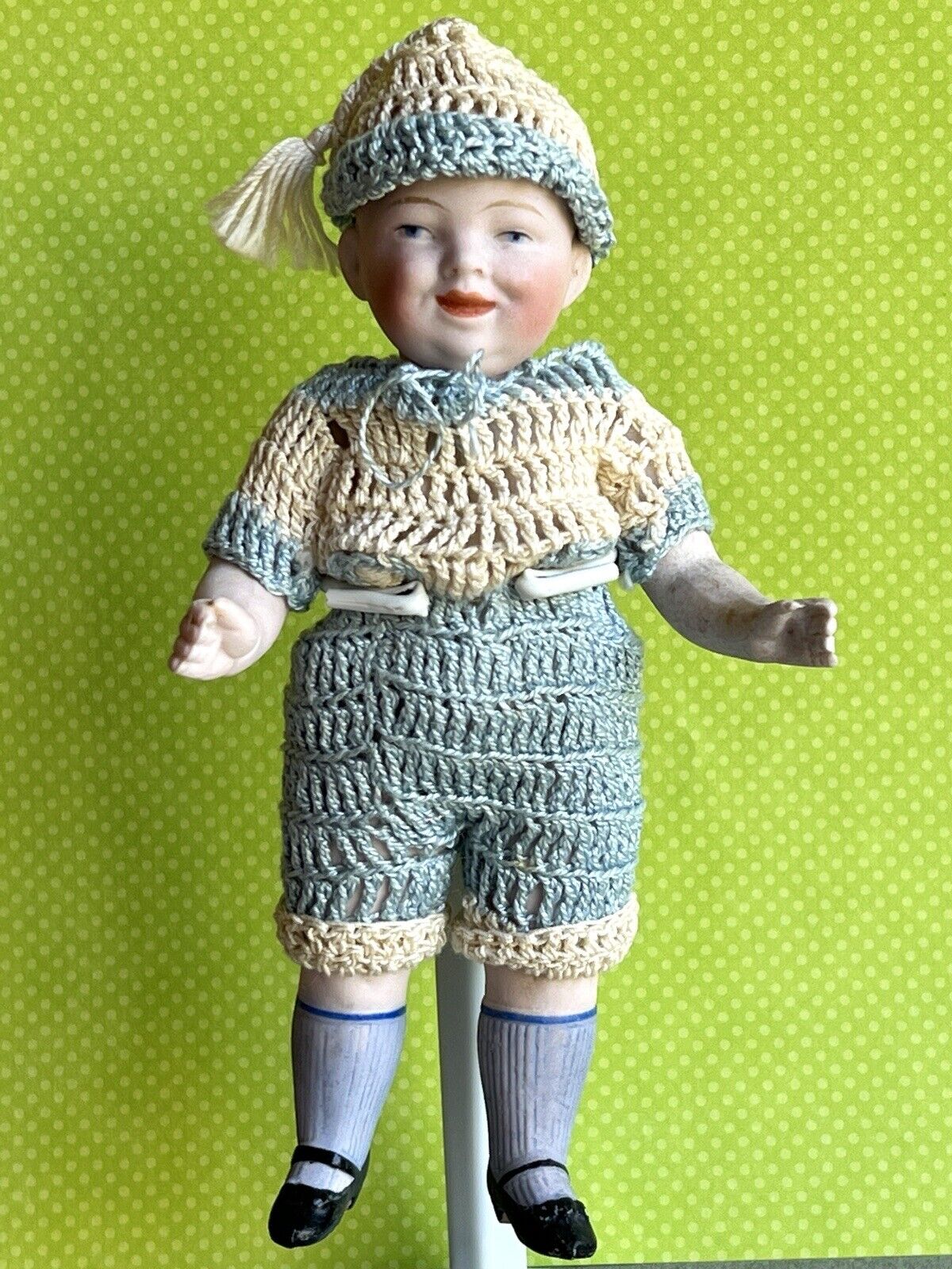 Antique German 6.25” Kestner All Bisque Character Boy Doll Swivel Head