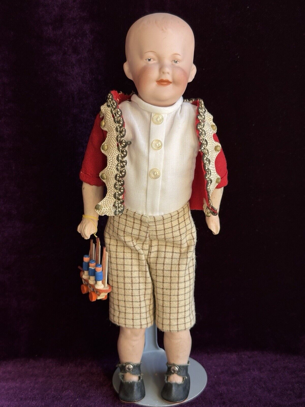 Antique German 11” Gebruder Heubach 7647 Bisque Shoulder Head Character Boy Doll