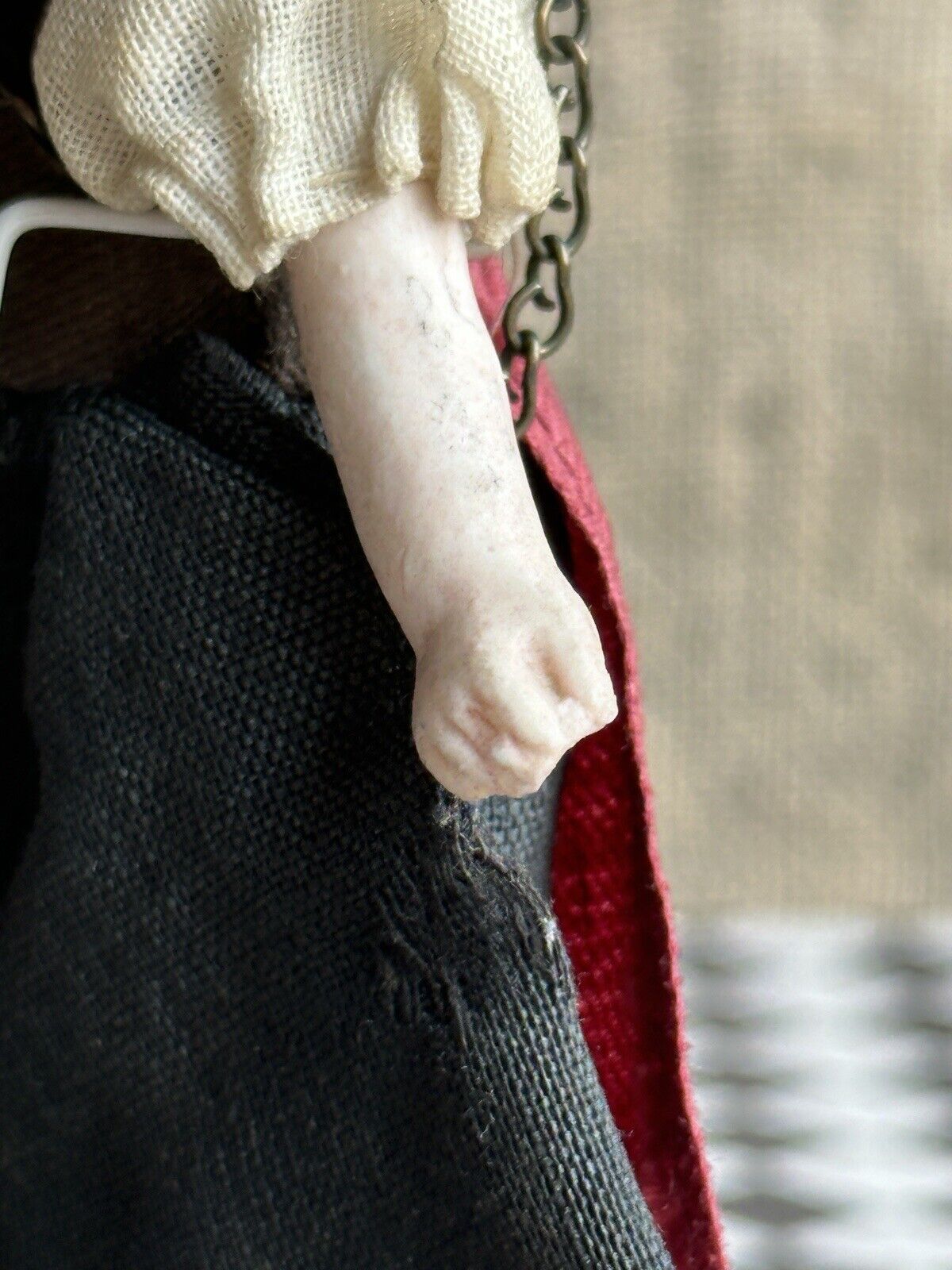 Antique German Miniature Dollhouse 5.75” Bisque Head Parian Girl Doll