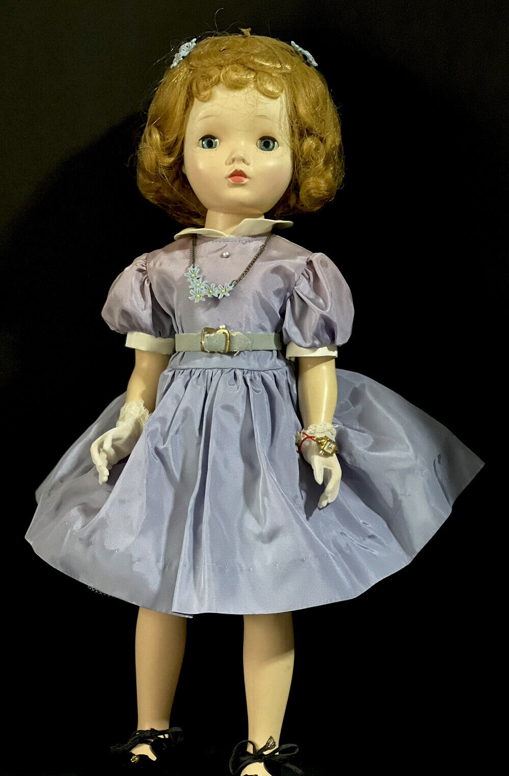 Original Vintage 1950’s Madame Alexander 18” Binnie Doll Lavender Dress Outfit