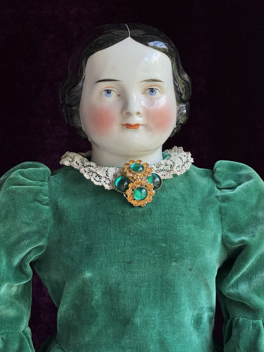 Antique German 23” Kister Flat Top High Brow China Shoulder Head Doll