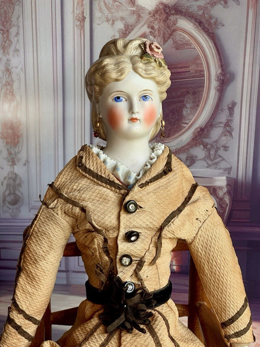 Antique German 16” Dornheim, Koch & Fischer Parian Dresden Parian Fashion Doll