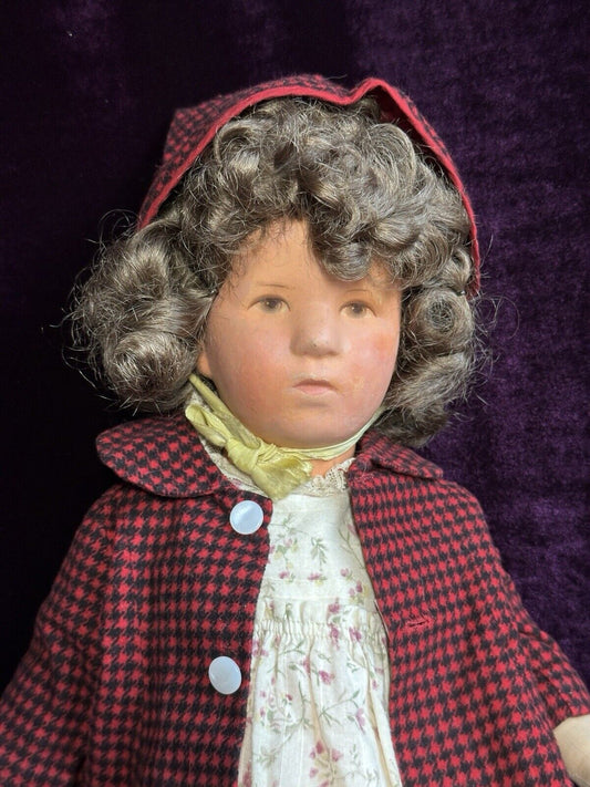 Antique German 18.5” Kathe Kruse VIII (?) Cloth Child Girl Doll with Swivel Neck