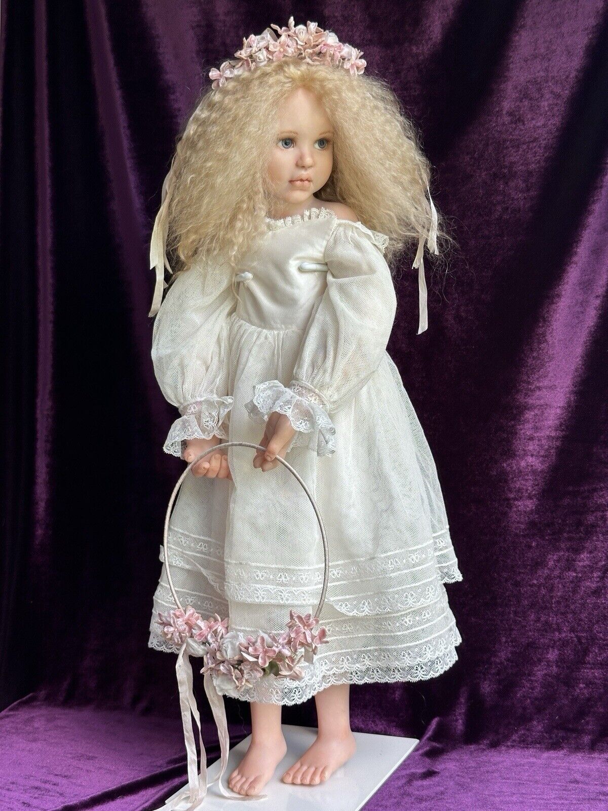 OOAK Artist 24” Polymer Clay Cloth Signed Girl Doll