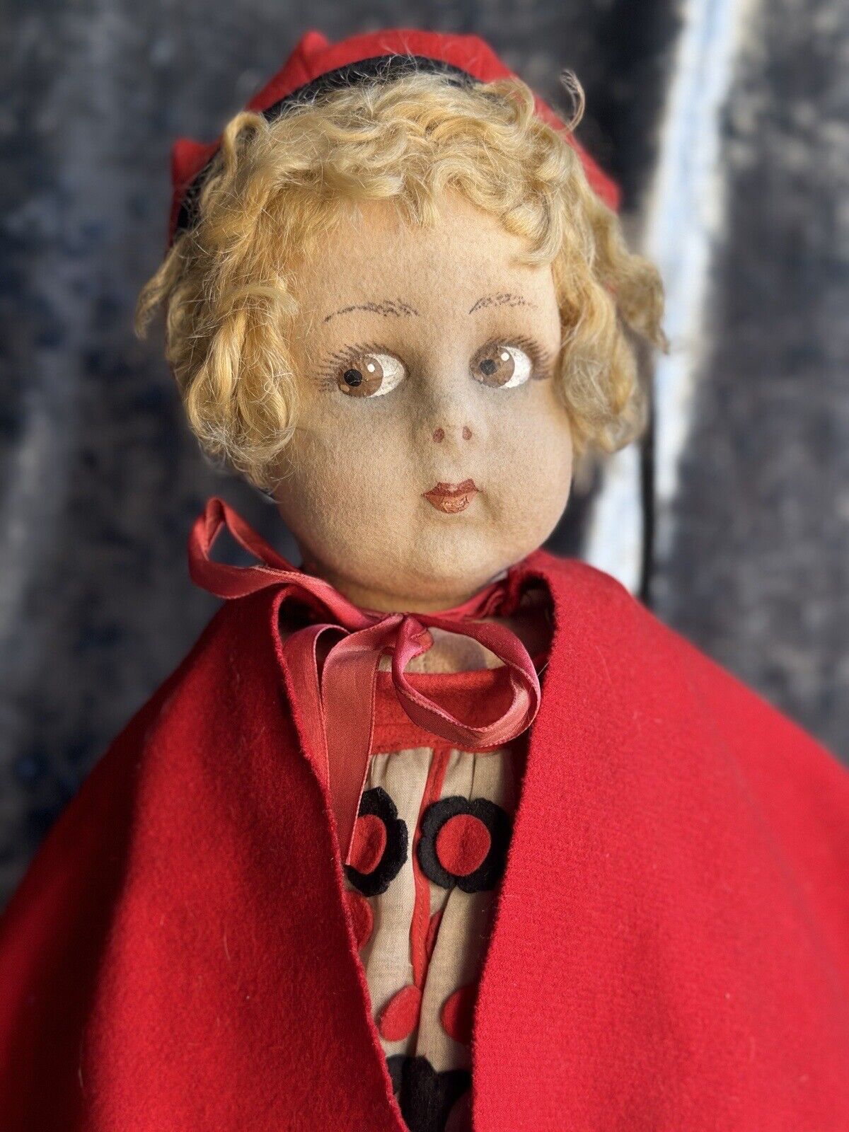 Early Vintage Italian Lenci 111 Series All Original 18” Doll with Metal Rivet