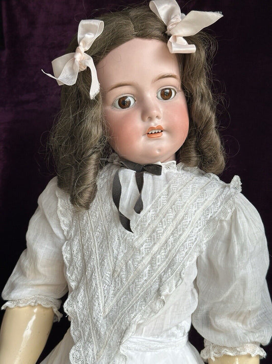 Grand Size Antique German 34” Simon Halbig 1079 Bisque Head Doll