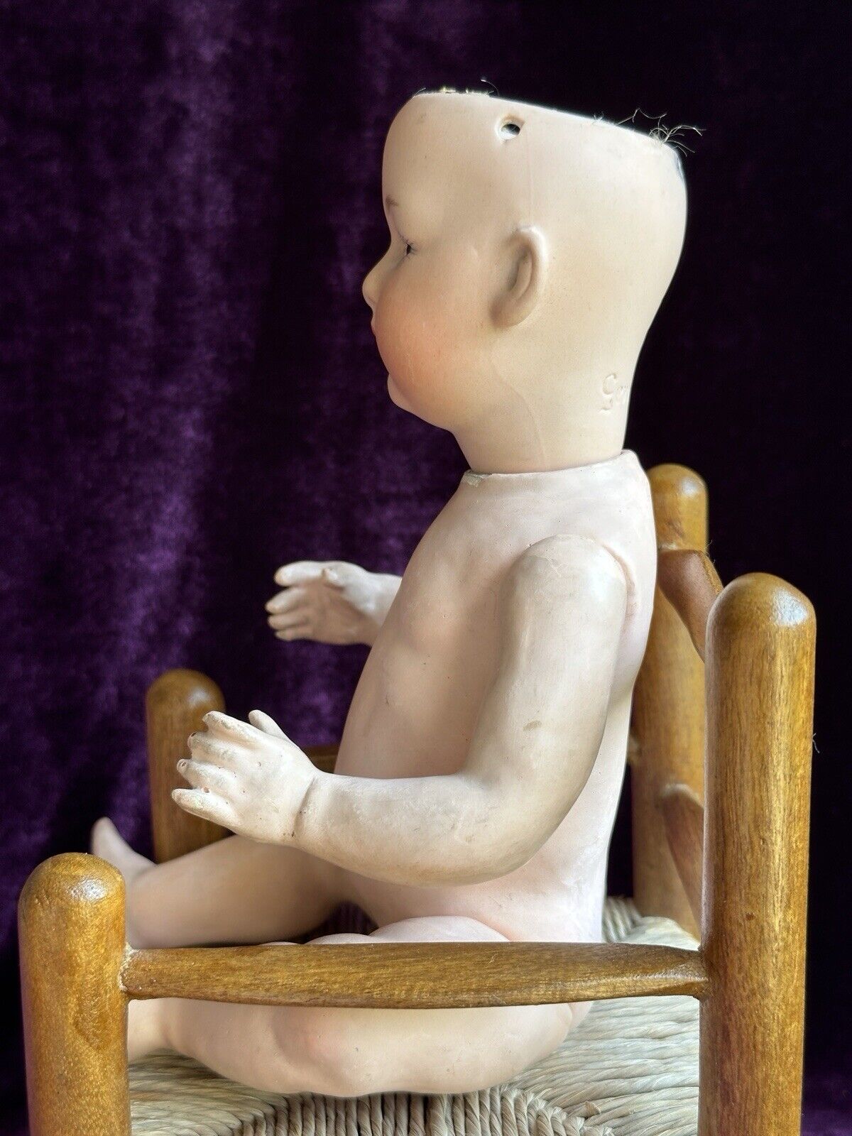 Antique German 10” Gebruder Heubach 6970 Bisque Pouty Closed Mouth Baby Doll