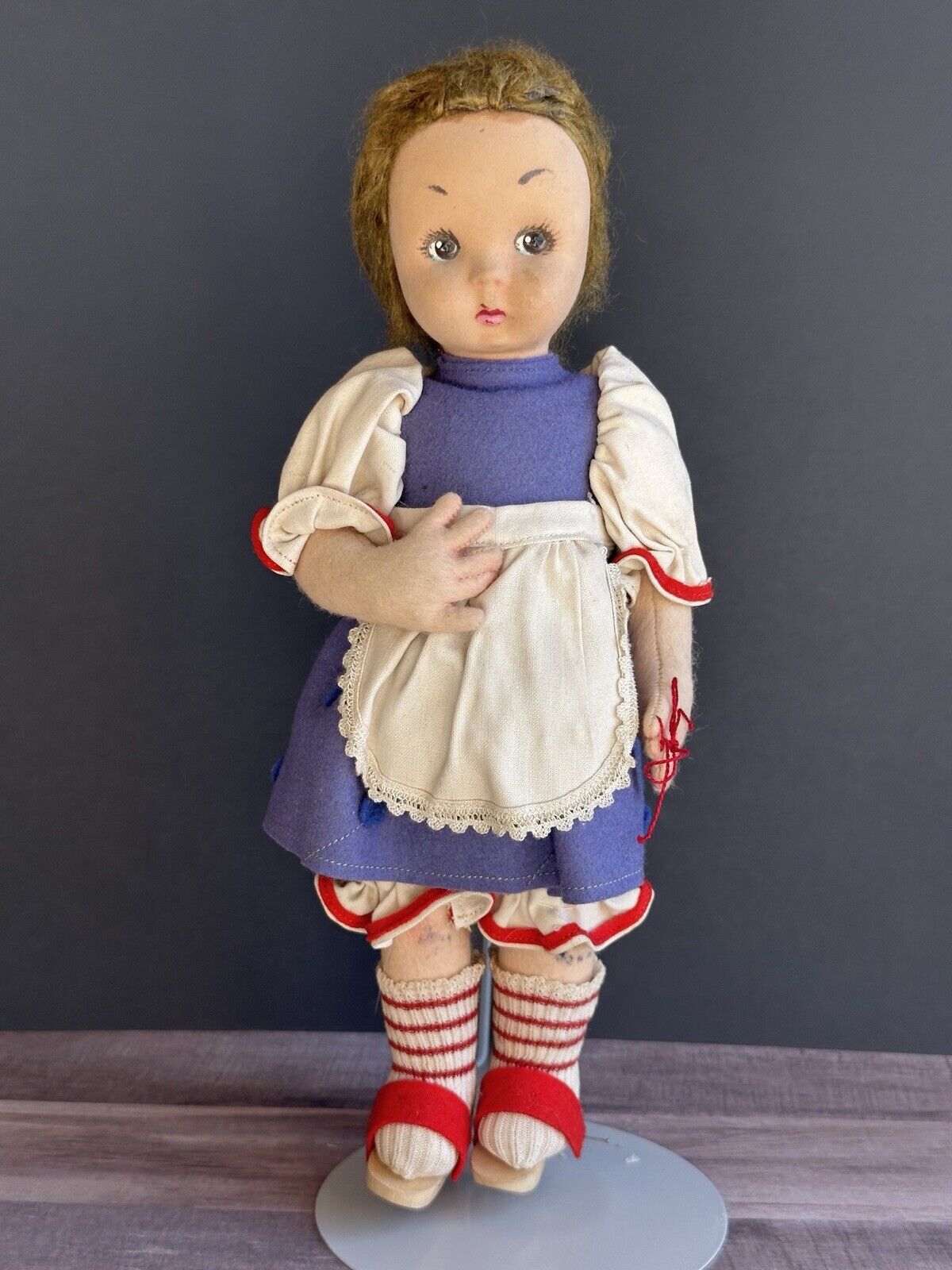 Vintage Italian 11” Lenci BC Model Cloth Felt Girl Doll