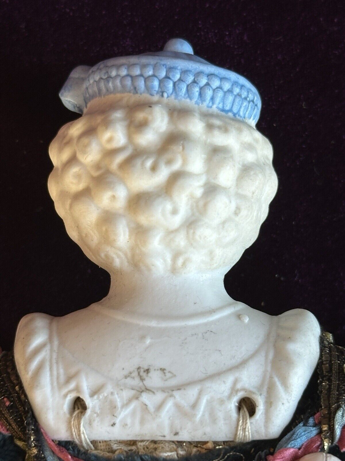 Antique German 11.5” Hertwig Molded Hat Parian China Bisque Doll