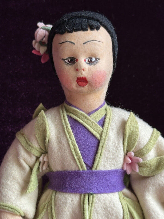 Vintage 8” Italian Lenci Mascotte Oriental Asian Miniature Doll