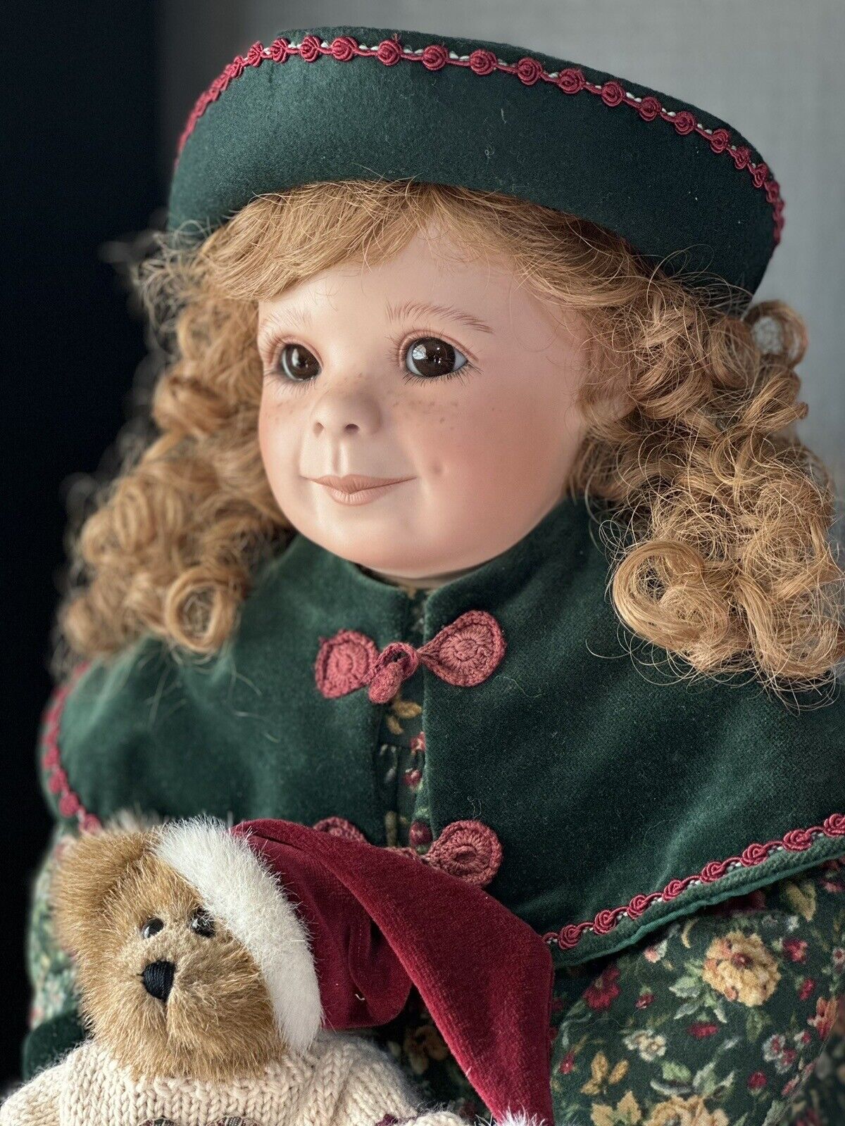 Collectible Porcelain 24” Doll by Virginia Turner LE 150 Christmas Outfit