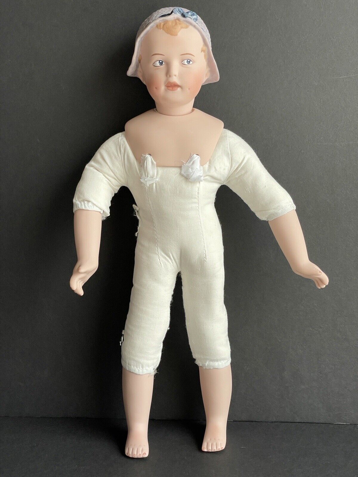 14” Reproduction of Antique German Gebruder Heubach Bonnet Doll