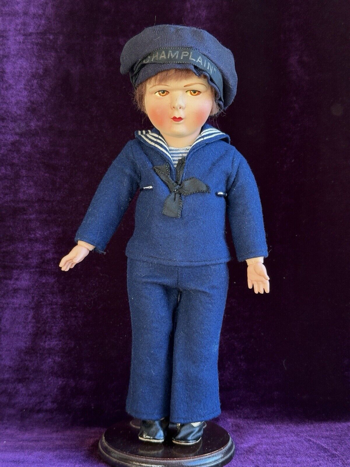 Vintage 12.5” French Raynal/Clelia/La Nicette (?) Style Cloth Sailor Boy Doll