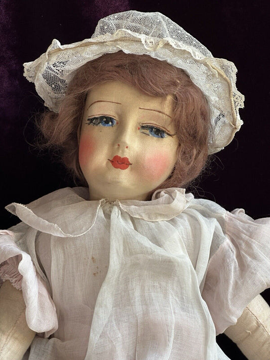 Antique/Vintage American Blossom 25” Boudoir Cloth Girl Doll