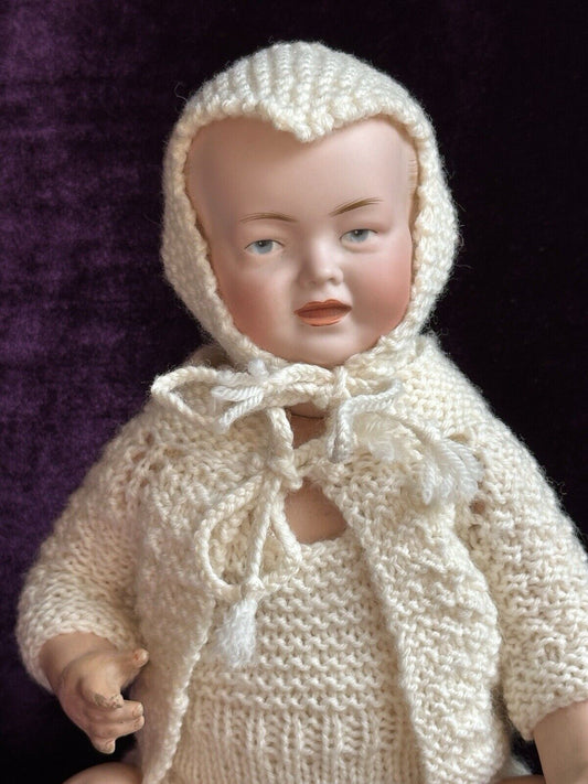 Antique German 11” Kley Hahn 525 Solid Dome Bisque Head Baby Doll Intaglio Eyes