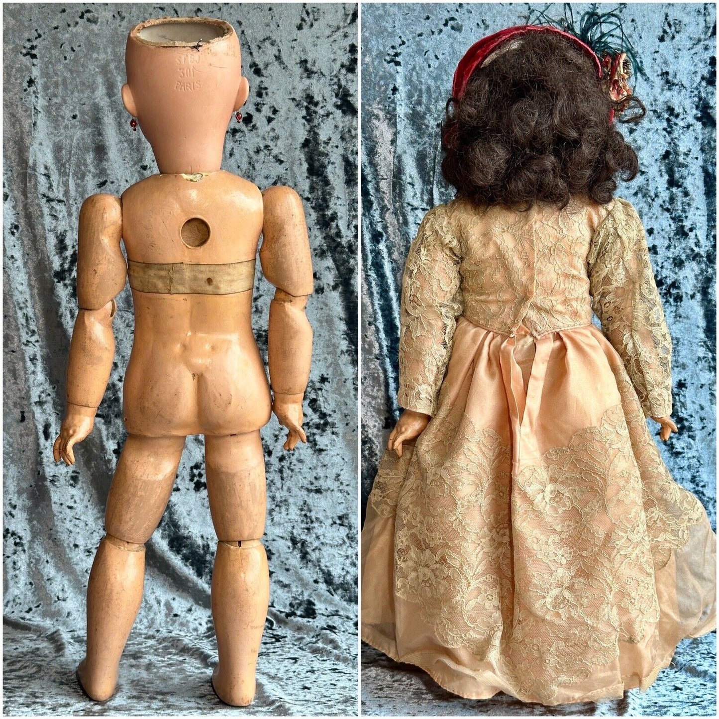 Large Antique French 27” SFBJ 301 Bisque Head Doll