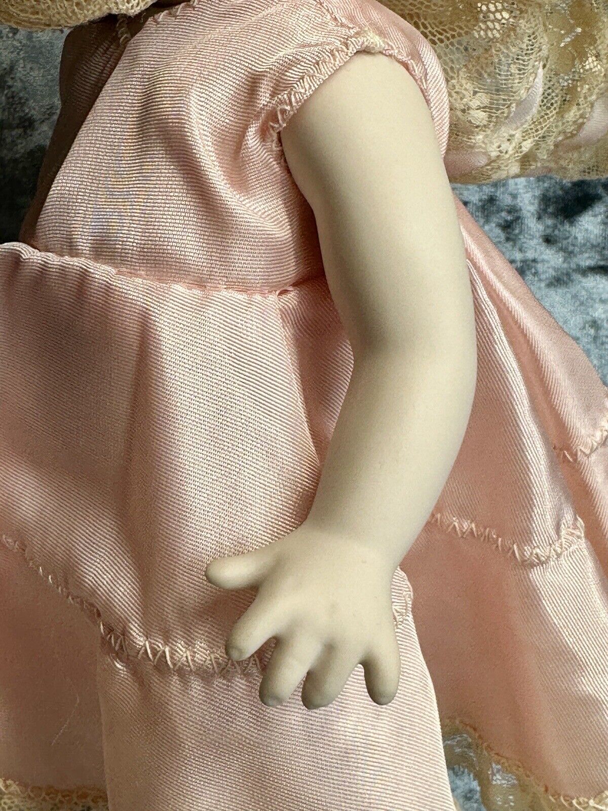 2 Rare Vintage Reproduction of Swaine & Co Porcelain Blue Boy & Pink Girl Dolls