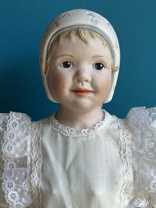 OOAK 19” Collectible Doll Hannah with Molded Bonnet Intaglio Eyes