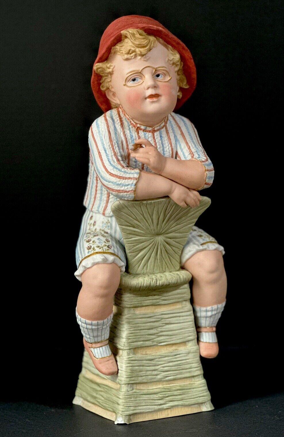 Rare Grand Size 16” Antique German Gebrüder Heubach Bisque Smoking Boy Figurine