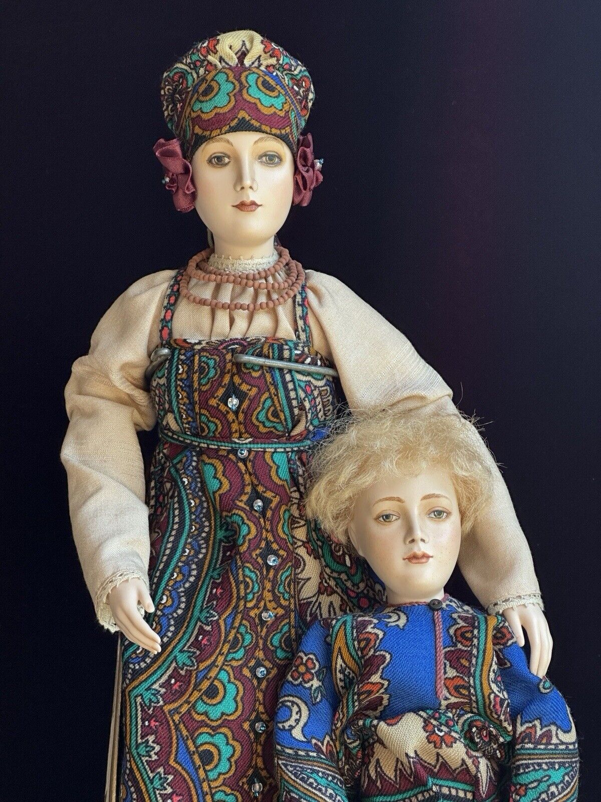 2 Porcelain Dolls Alyonoushka & Ivanushka by Russian Artist Alexandra Koukinova