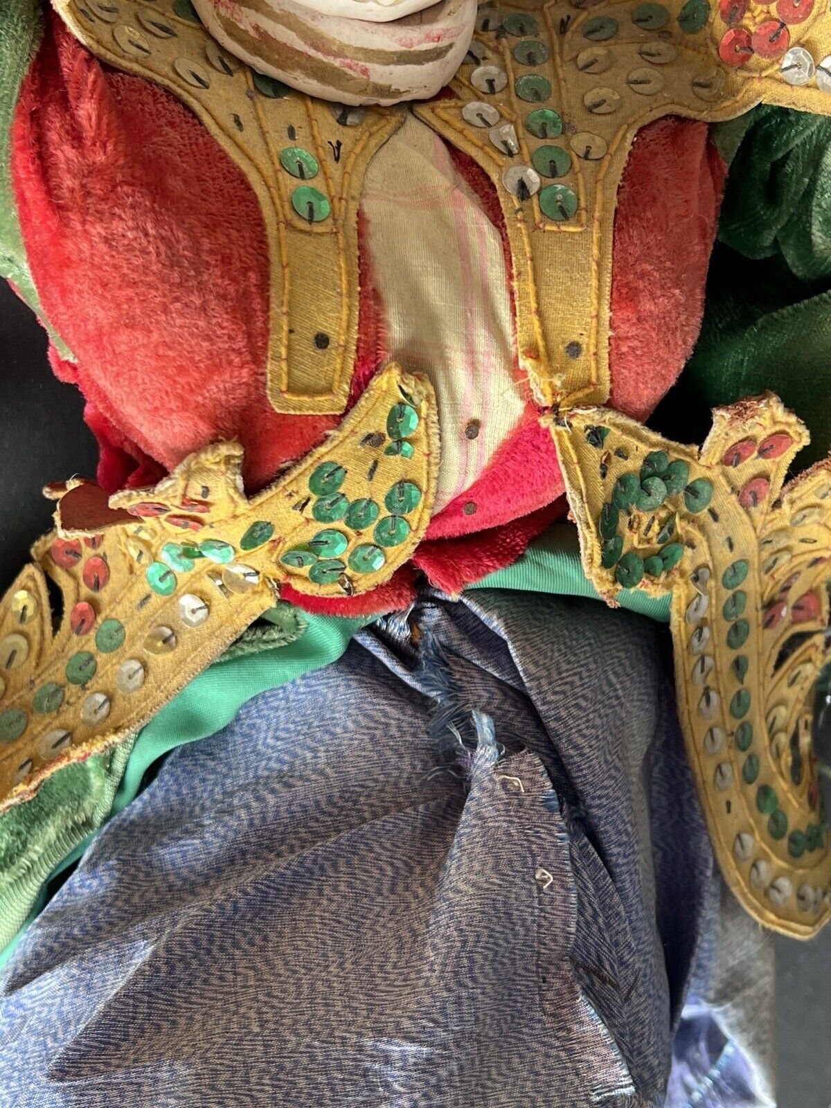 Antique Asian Burmese Folk Art Wooden Puppet Marionette Doll