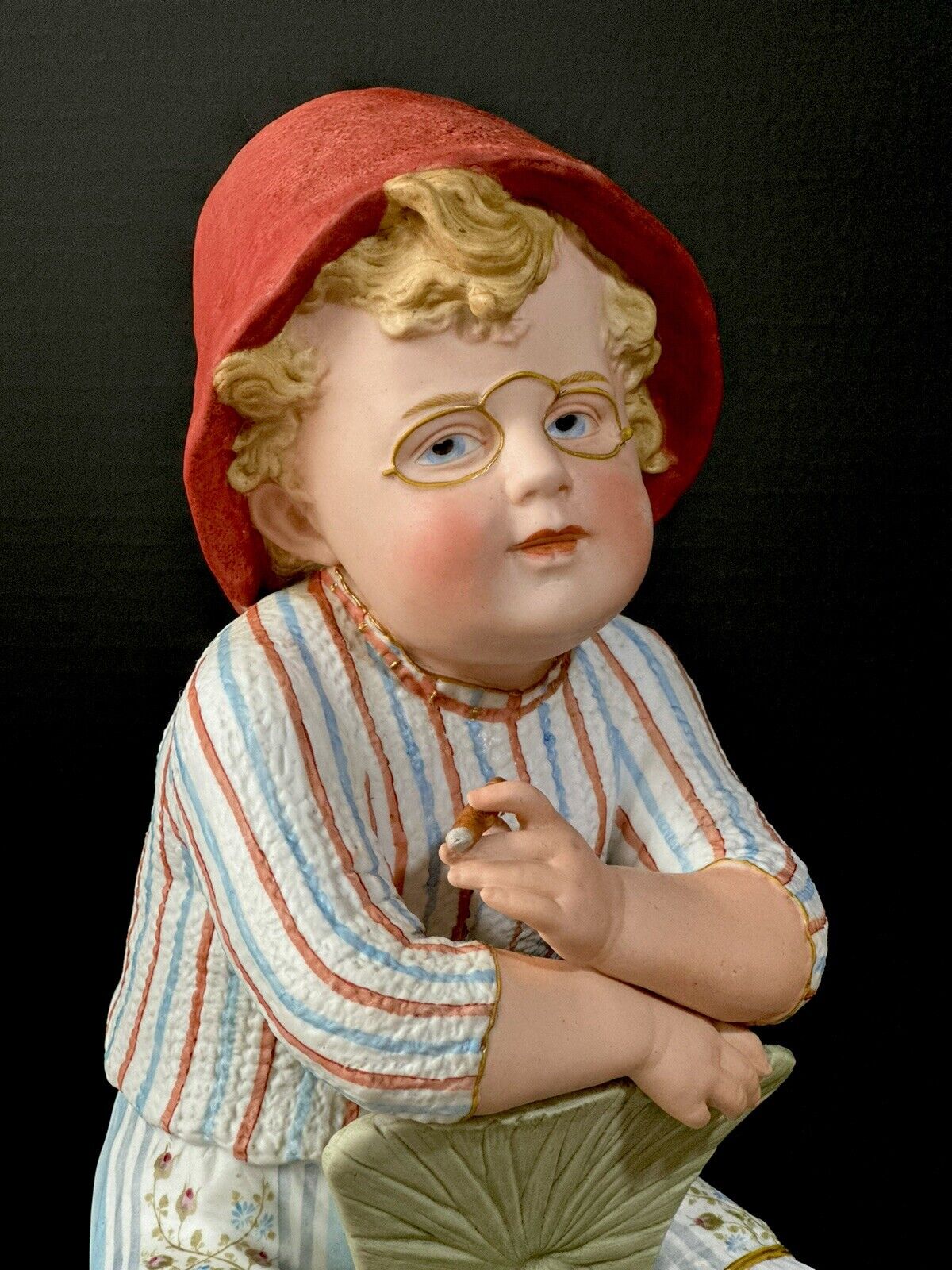Rare Grand Size 16” Antique German Gebrüder Heubach Bisque Smoking Boy Figurine