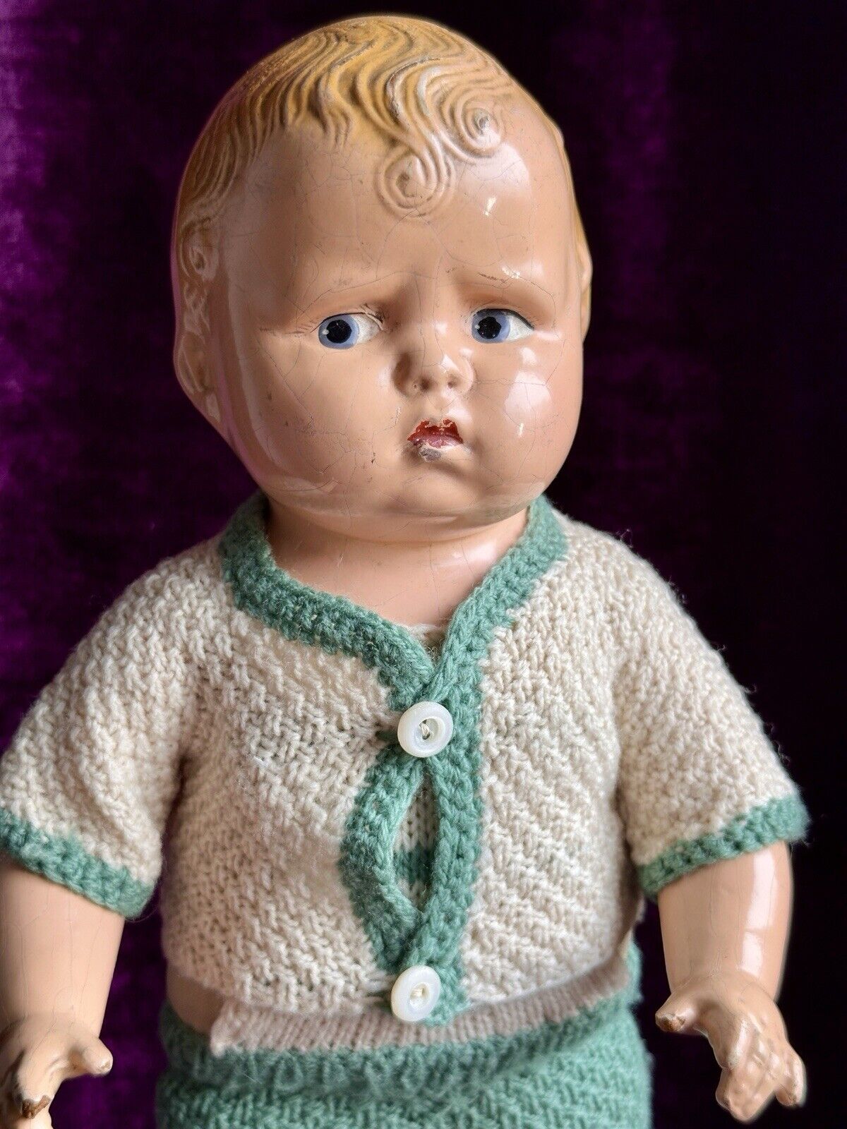 Antique American 14” Composition Effanbee Walk Talk Sleep Grumpy Doll