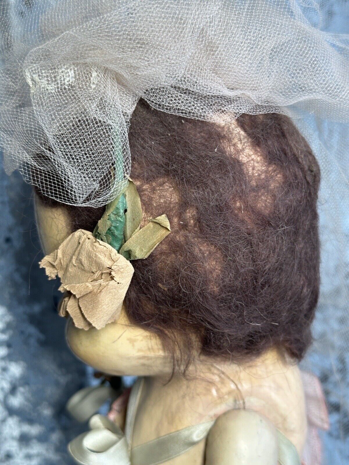 Antique American 17.5” Composition Carnival Prize Bride Doll