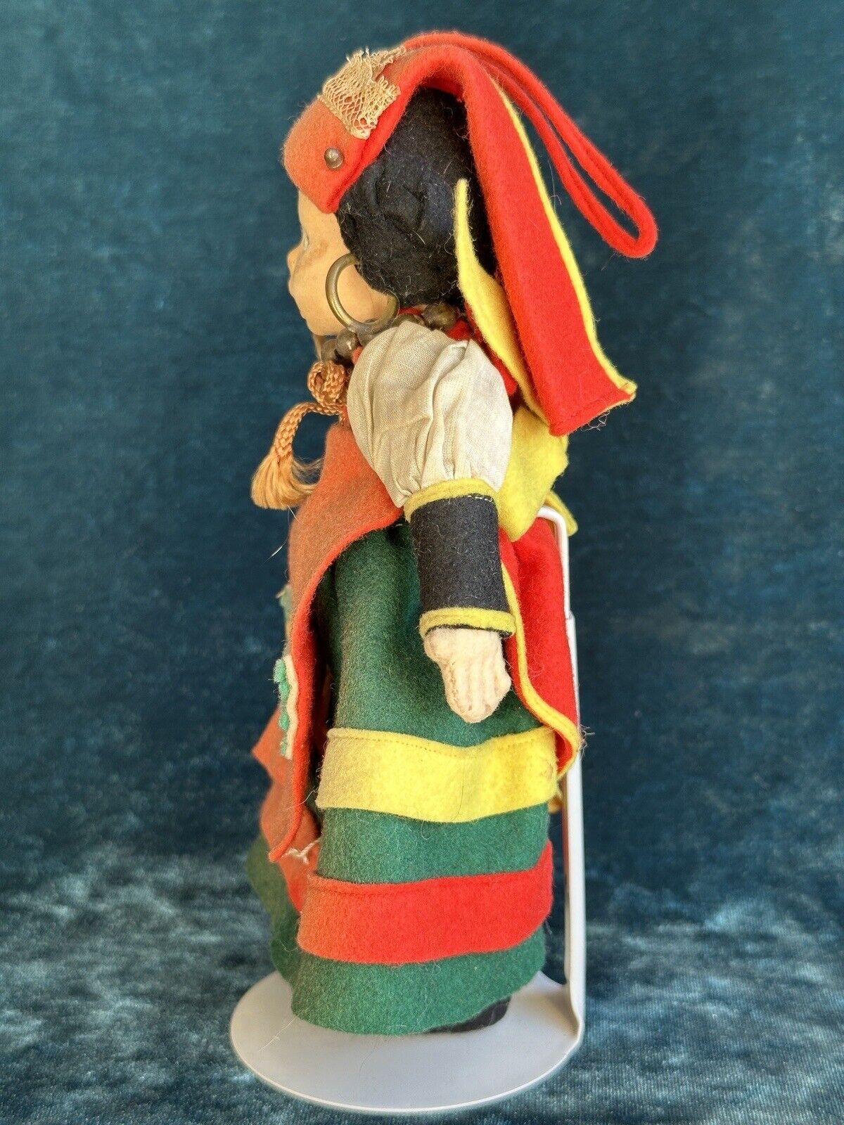 Vintage Italian Mascotte Miniature 8” Lenci Felt/Cloth Hanging Doll