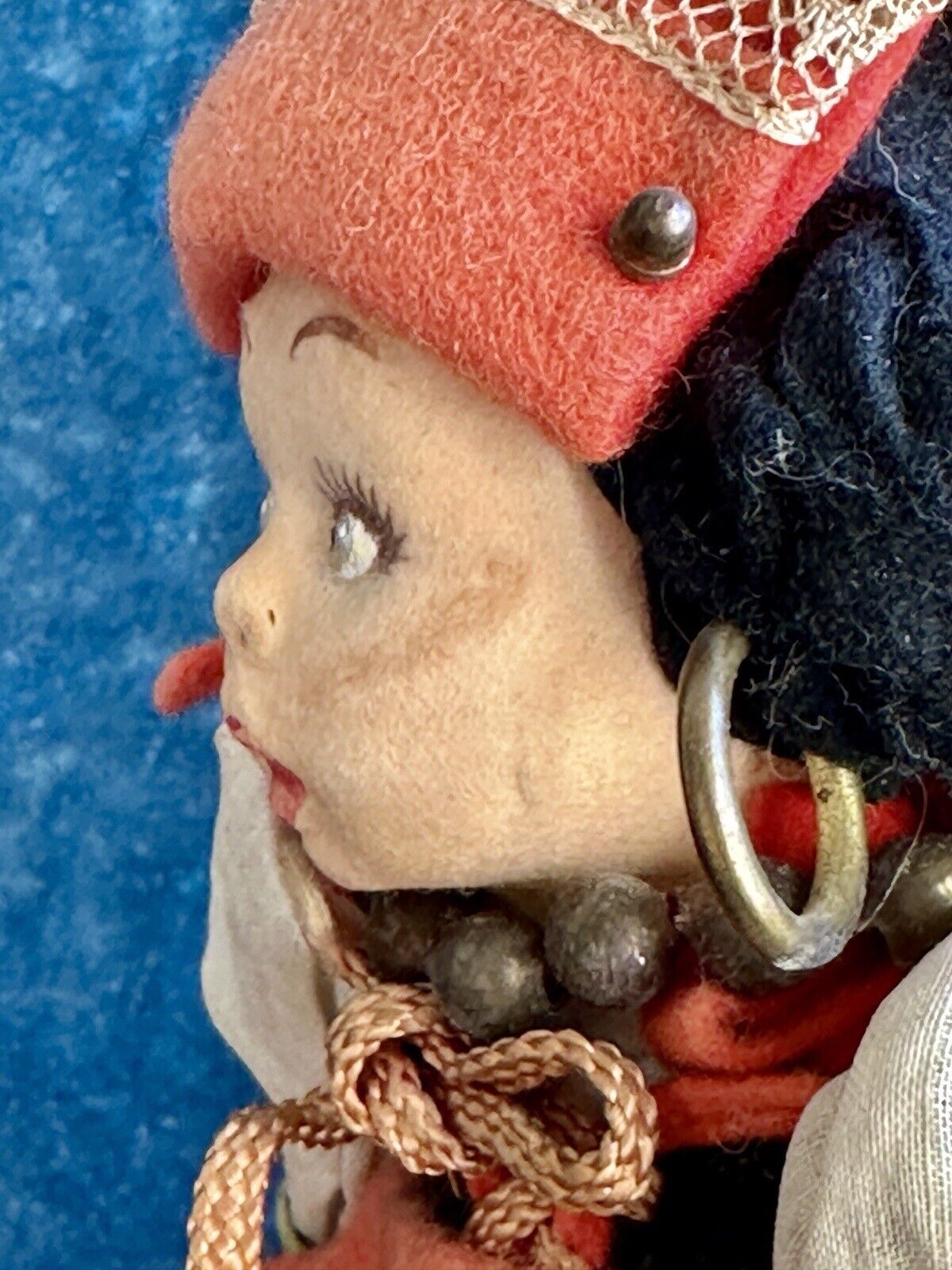 Vintage Italian Mascotte Miniature 8” Lenci Felt/Cloth Hanging Doll