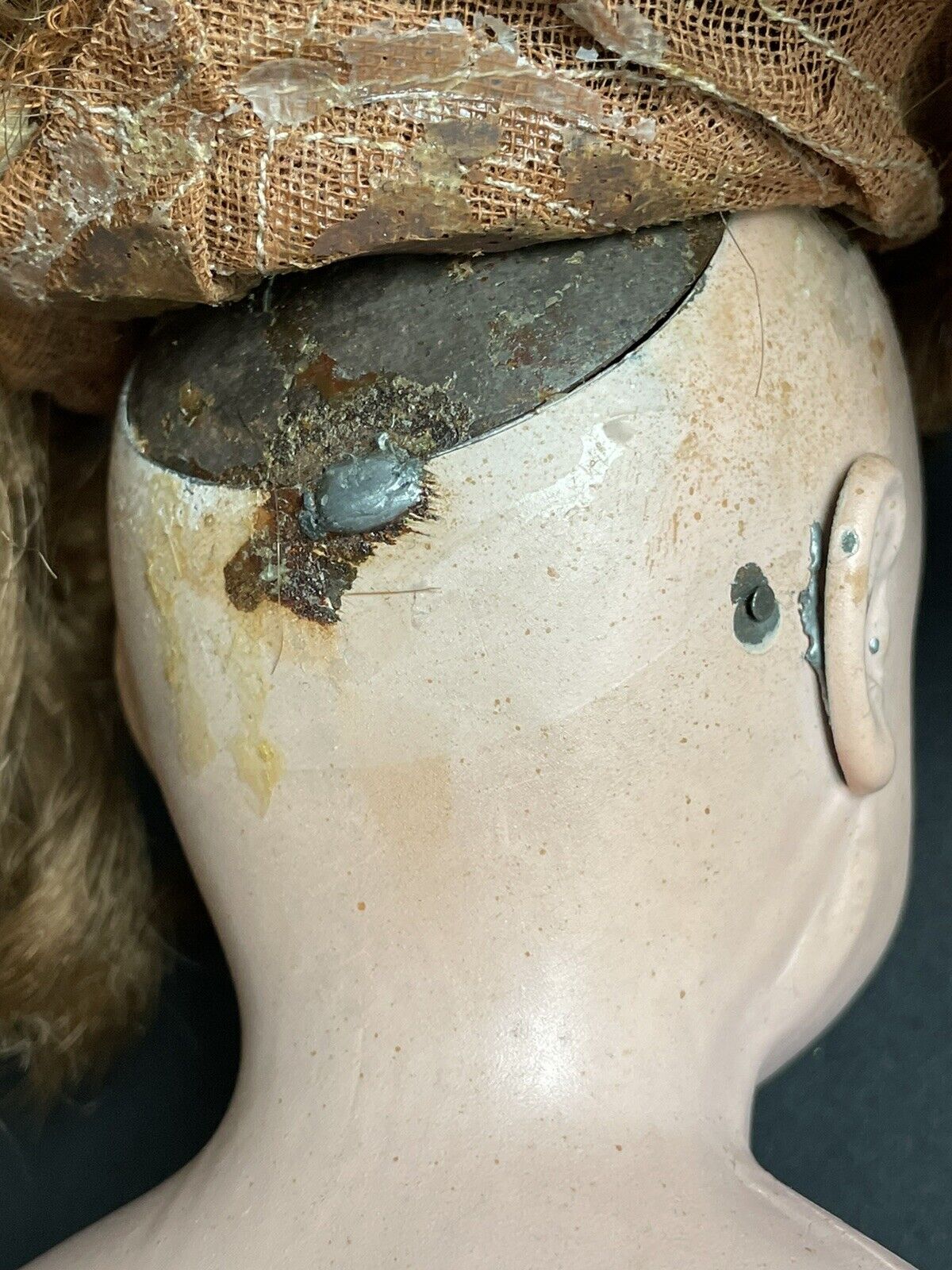 Antique German 22” Alfred Heller (?) Metal Head Glass Eyes Doll
