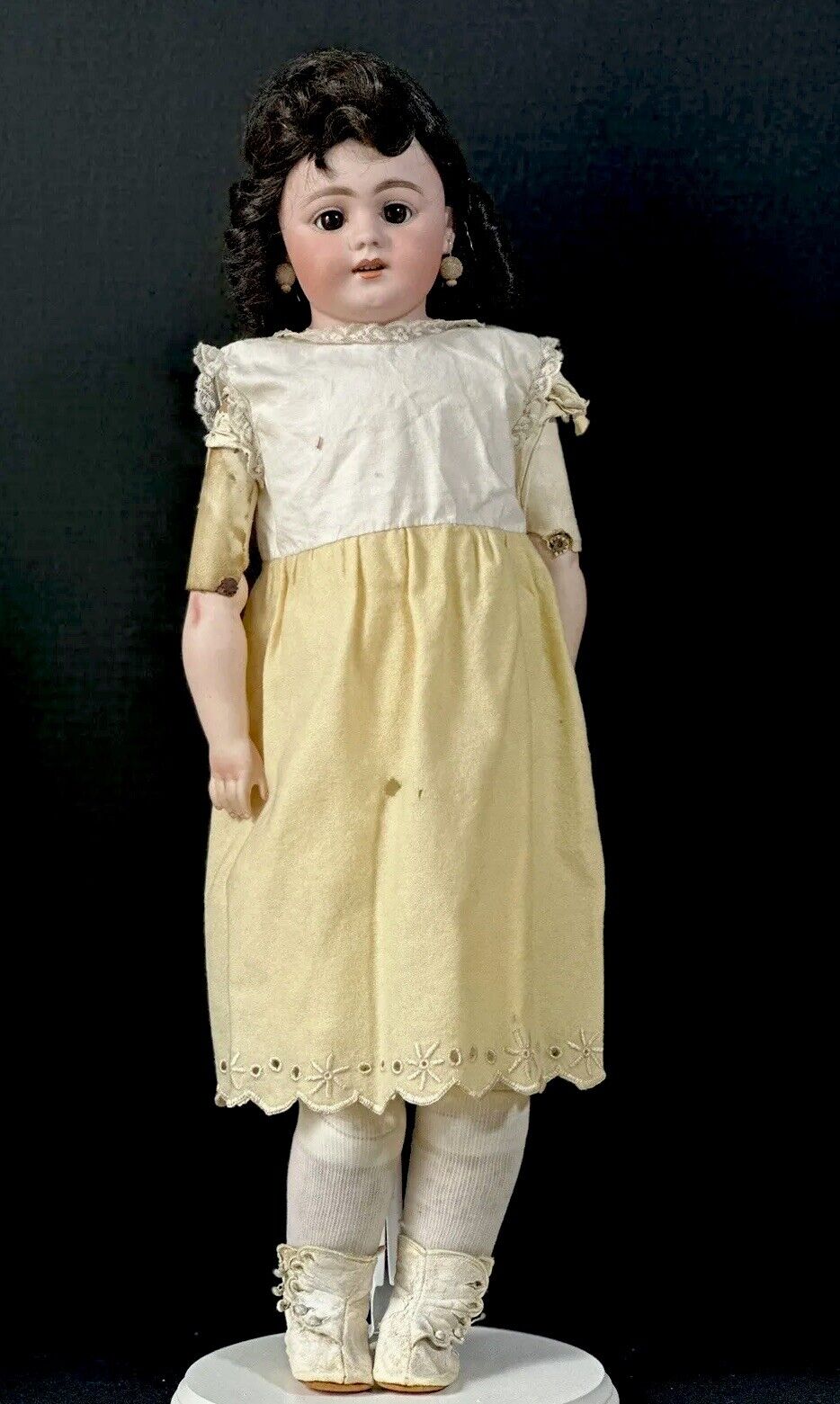 Antique German Simon Halbig  22” Doll Turned Head Mold 1010 Dept Leather Body