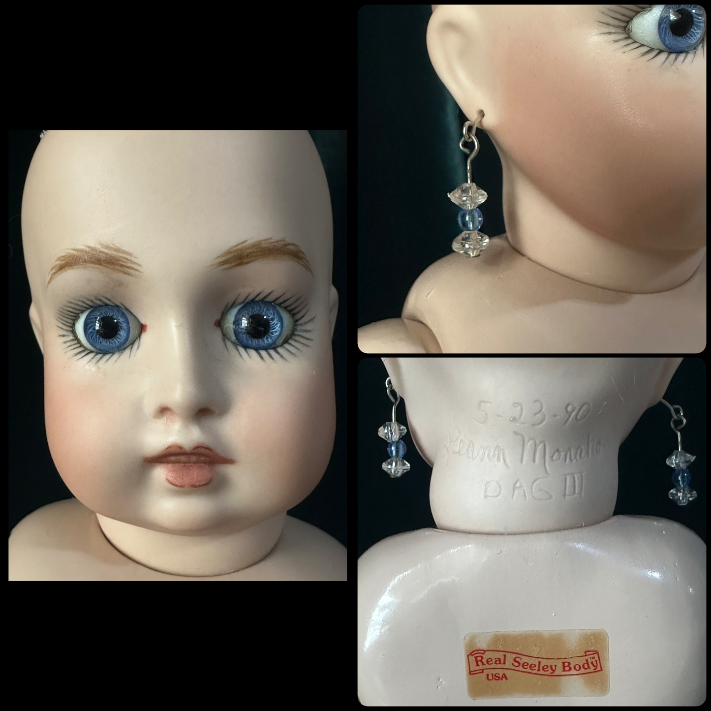 Vintage Reproduction of Antique French 15” Doll Porcelain Head Seeley Body