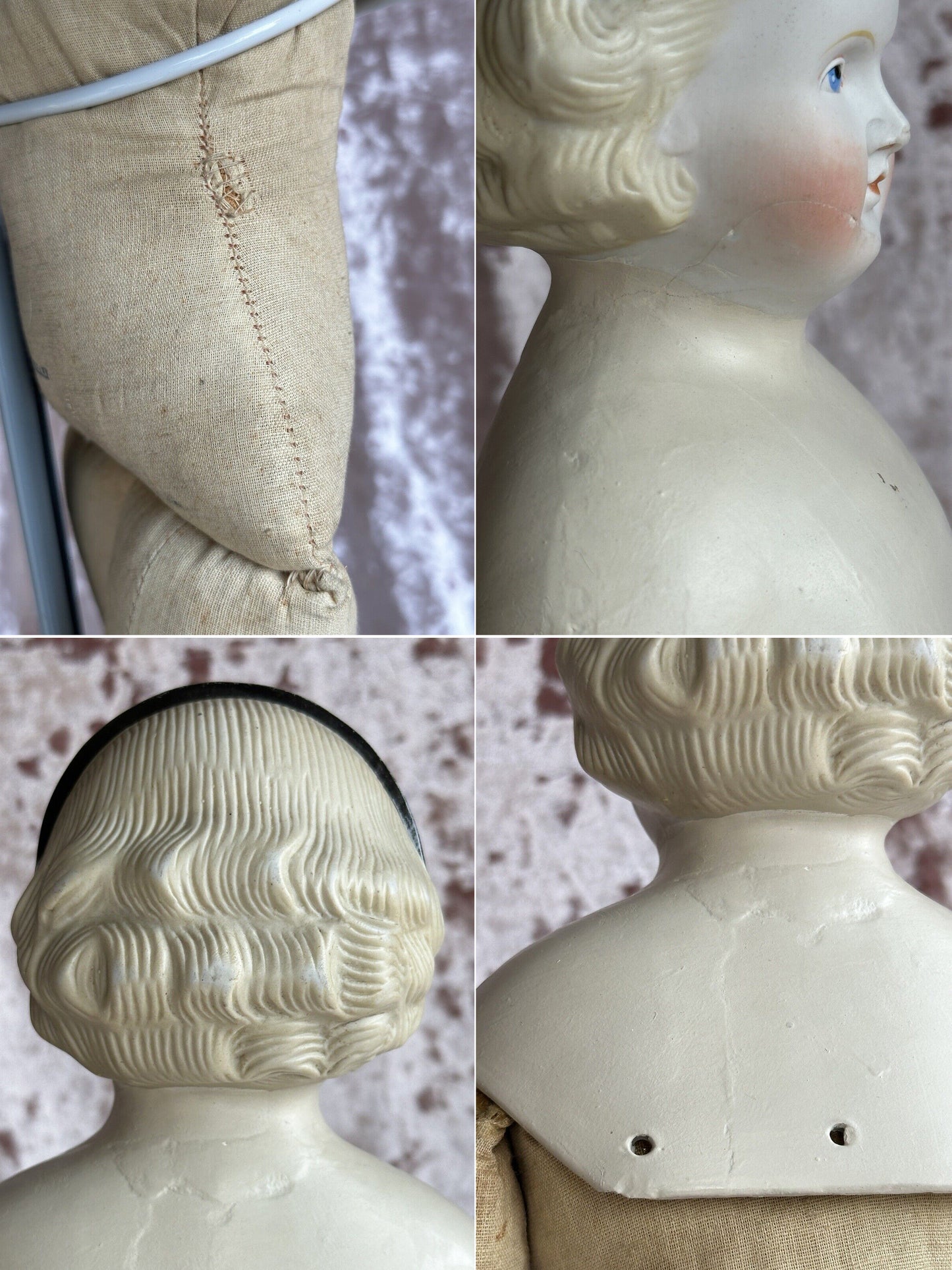 Antique German Large 22” Alice in Wonderland Parian Bisque Head China Doll