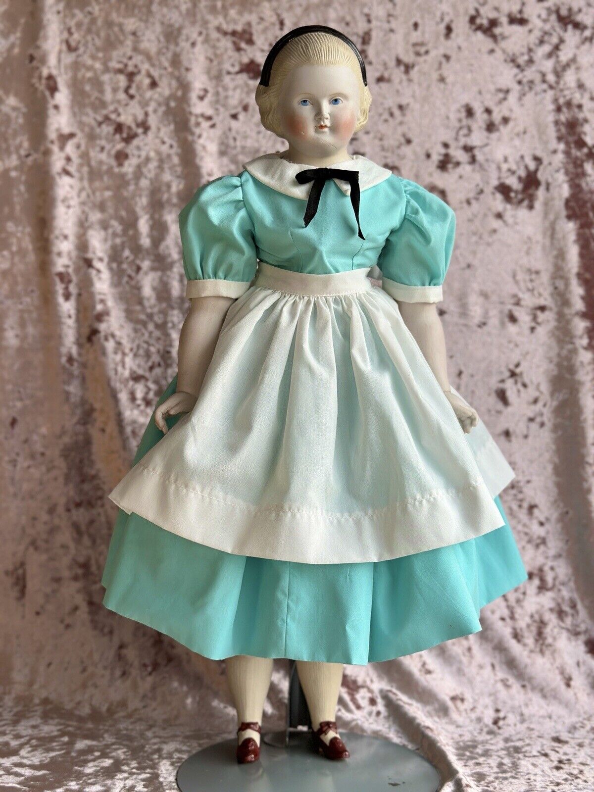 Antique German Large 22” Alice in Wonderland Parian Bisque Head China Doll