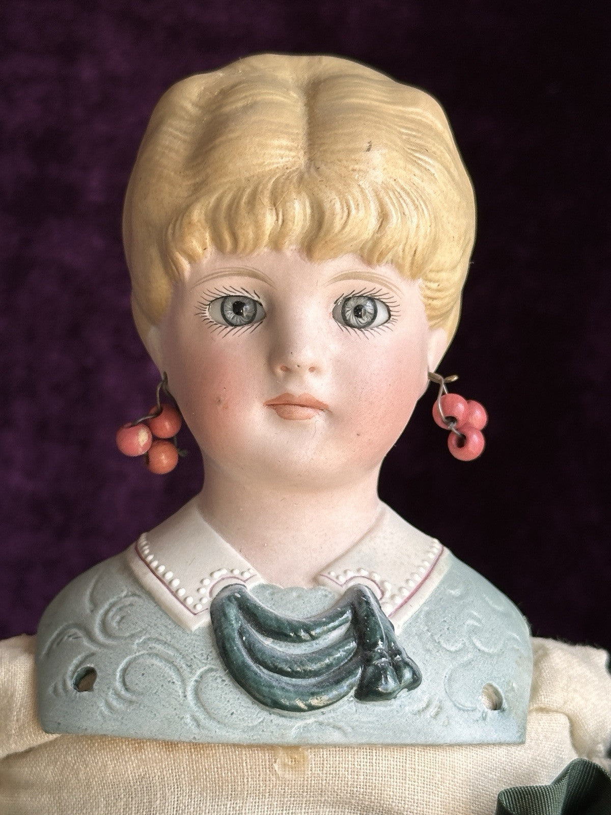 Rare Antique German Kling 151 Glass Eyes Molded Bodice Parian Bisque Doll