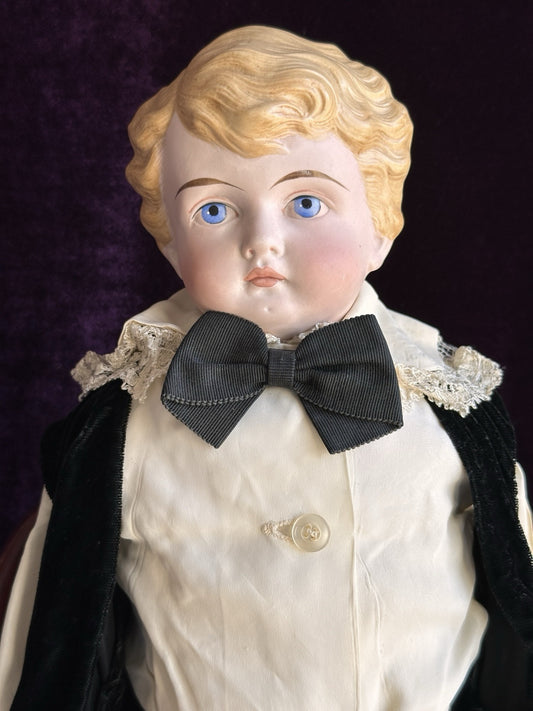 Large Antique German 25” Kling 190 Bisque Parian China Head Boy Doll