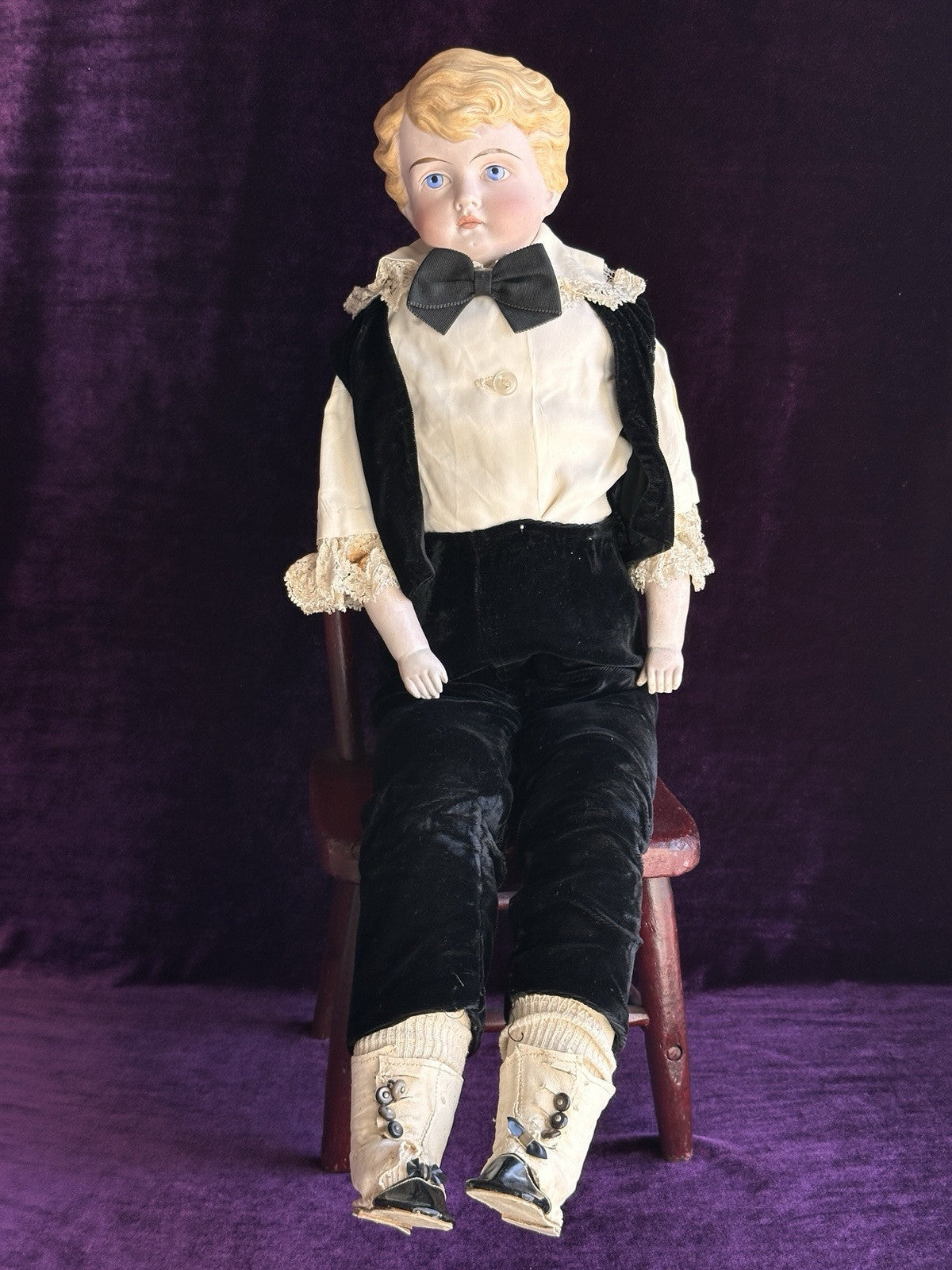 Large Antique German 25” Kling 190 Bisque Parian China Head Boy Doll