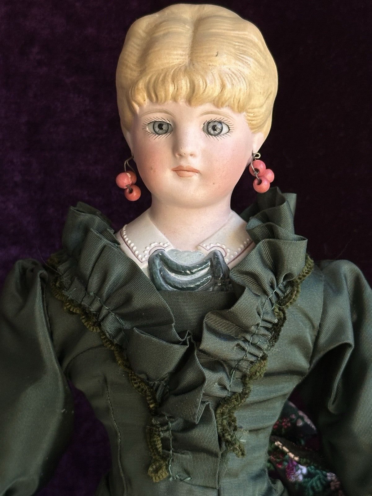 Rare Antique German Kling 151 Glass Eyes Molded Bodice Parian Bisque Doll