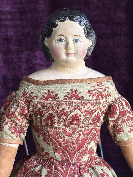 Antique American 19” Greiner’s Papier Mache Doll with Original Label